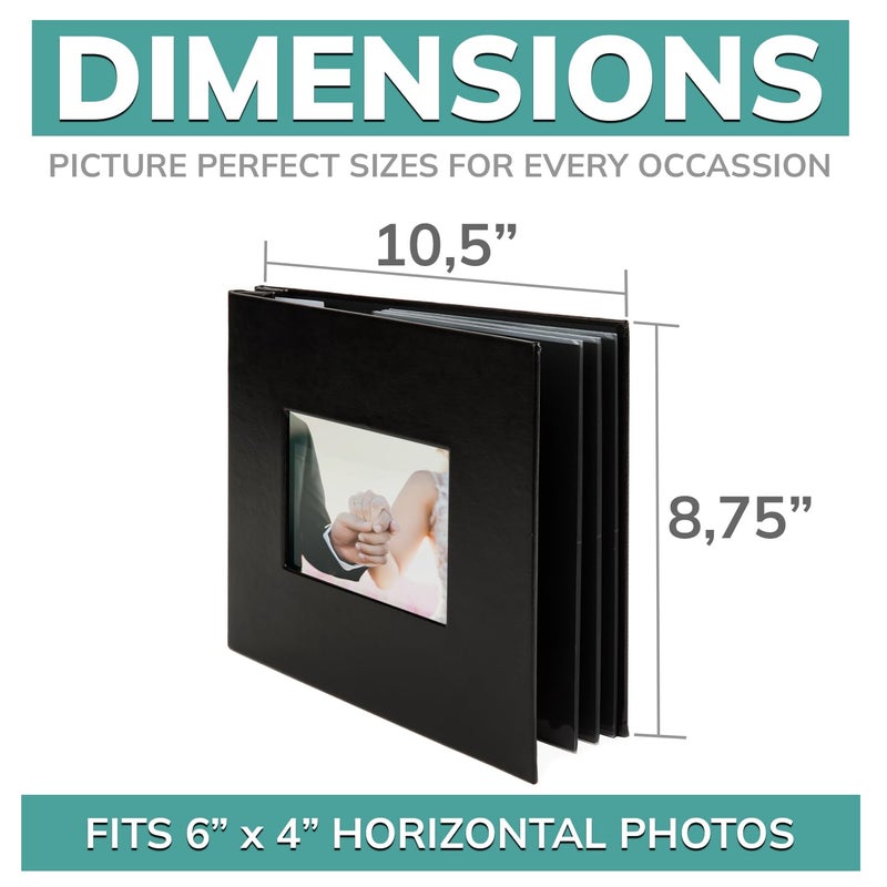 pbf PHOTO BOOTH FRAMES pbf Scrapbook Photo Album, Guest Book with Photo Insert, Black Scrapbook with Plastic Sleeves & Black Pages, Album for 4x6 Photos, Memory Book, Wedding - Image 2